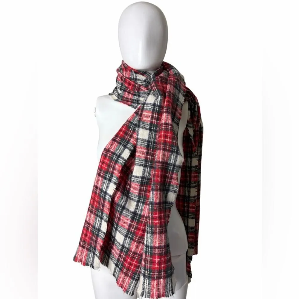 Old Navy Red and White Plaid Scarf One Size